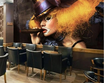 Beibehang 3D Tapeta Náradie Pozadie Bar | KTV Dekoratívne Retro Klaun Girl Obývacia Izba, Spálňa nástennú maľbu, tapety na steny, 3 d